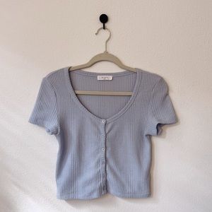Cute blue, feminine, cottage core crop top.